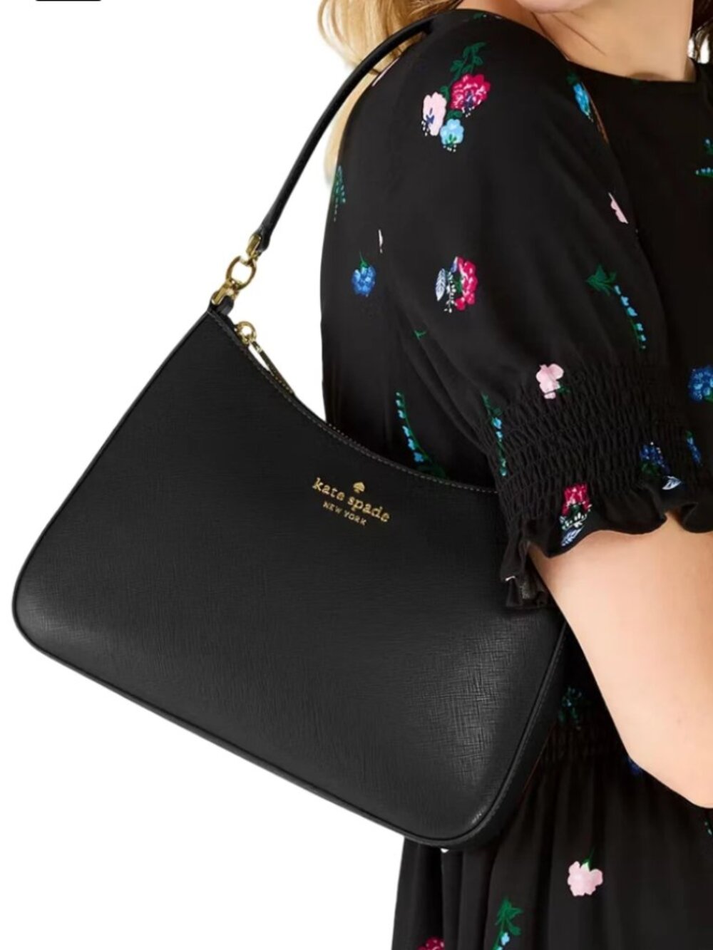 Nwt Kate Spade saffiano convertible shoulder bag black
